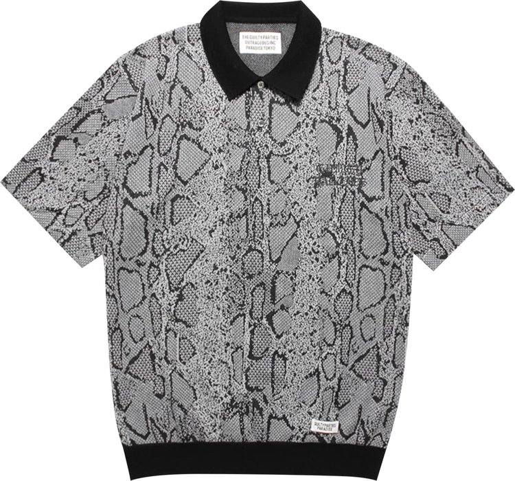 Wacko Maria Python Knit Polo Shirt Grey