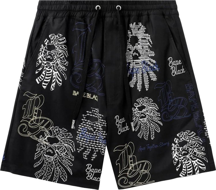 BAPE Black Bape Graphic Stitch Shorts Black