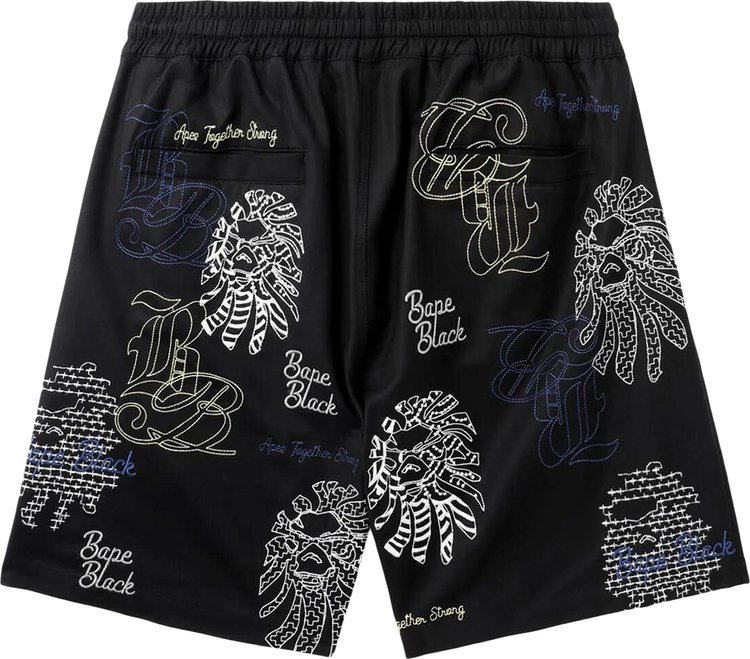 BAPE Black Bape Graphic Stitch Shorts Black