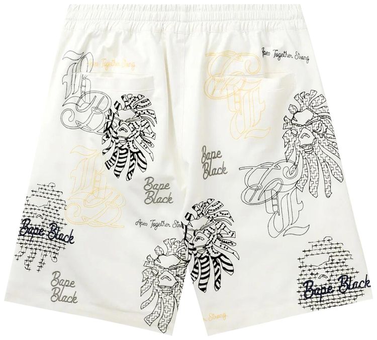 BAPE Black Bape Graphic Stitch Shorts White