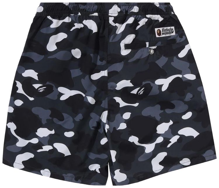 BAPE City Camo Ape Head One Point Beach Shorts Black