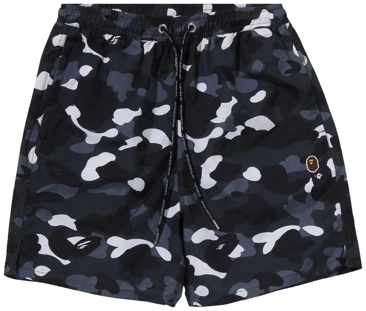 BAPE City Camo Ape Head One Point Beach Shorts Black