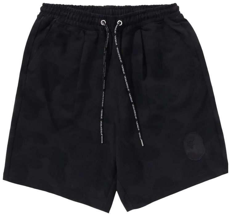 BAPE Ink Camo Ape Head Patch Sweat Shorts Black