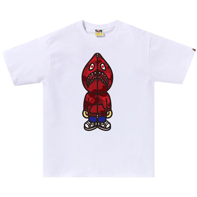 BAPE Color Camo Classic Milo Shark Tee WhiteRed