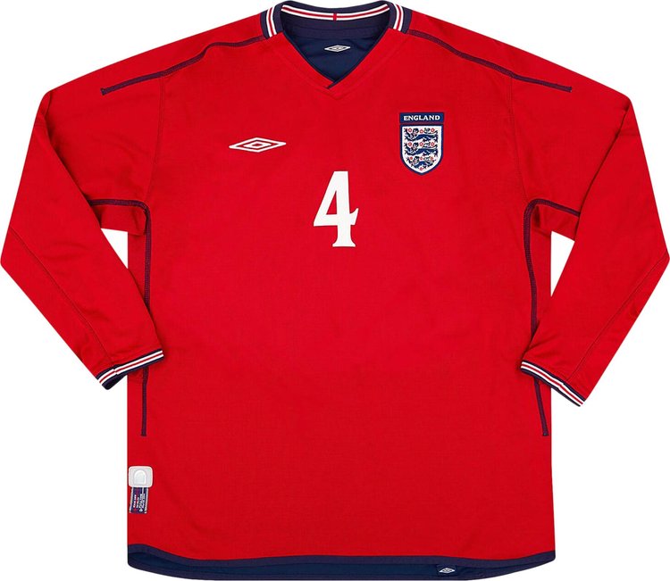 Vintage Umbro England Long Sleeve Away Jersey Gerrard 4 Red