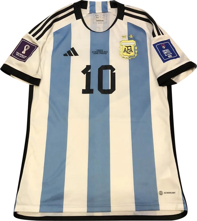 adidas Argentina World Cup Final Home Jersey 10 Messi WhiteBlue