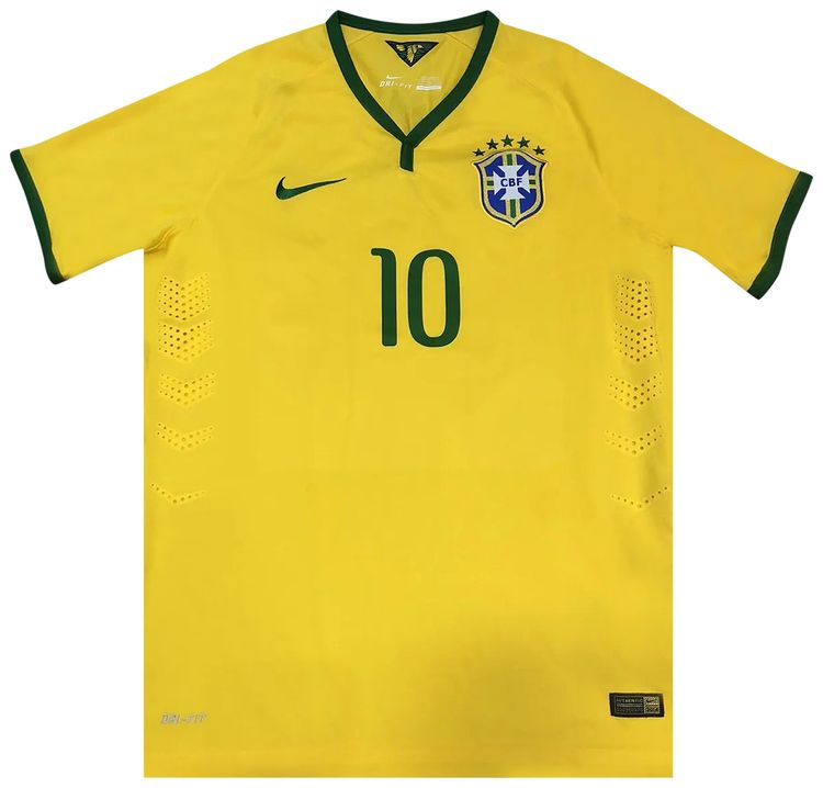 Vintage Nike Brazil Player Issue Home Jersey 10 Neymar YellowGreen