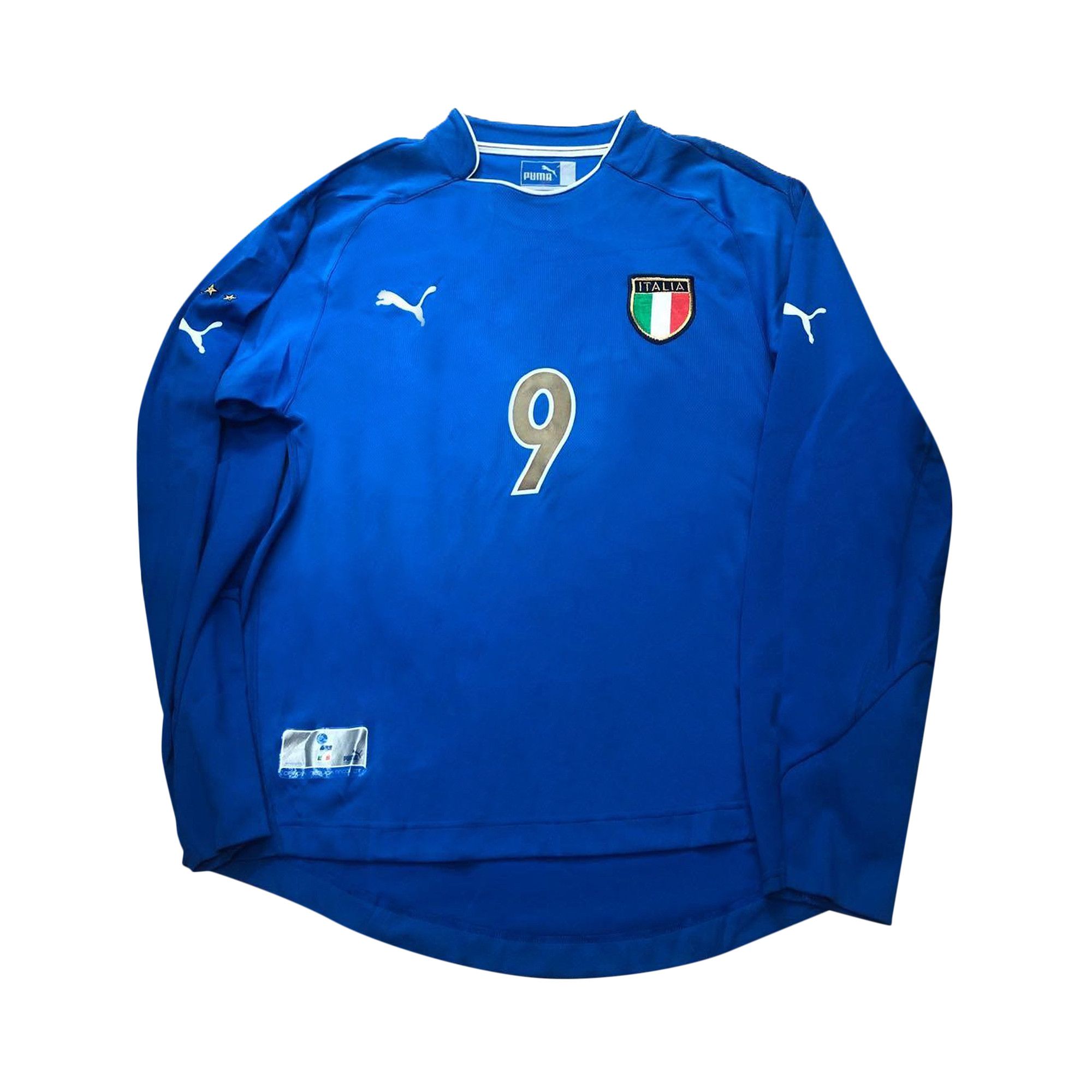 Buy Vintage Puma Italy Long-Sleeve Home Jersey #9 Inzaghi 'Blue