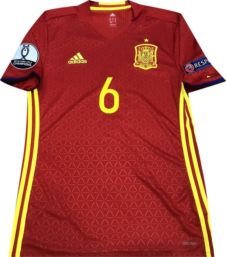 adidas Spain UEFA Euro Player Issue Home Jersey 6 Iniesta RedYellow