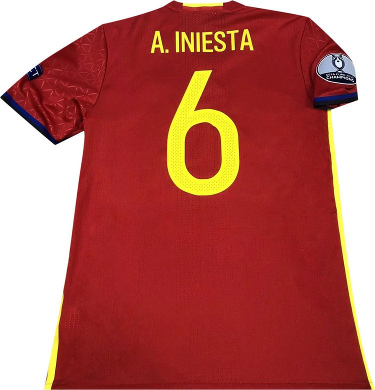 adidas Spain UEFA Euro Player Issue Home Jersey 6 Iniesta RedYellow