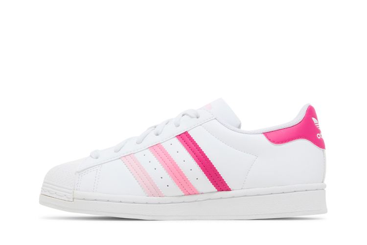 adidas Superstar White/Pink Grade School Girls' Shoes, Size: 6.5