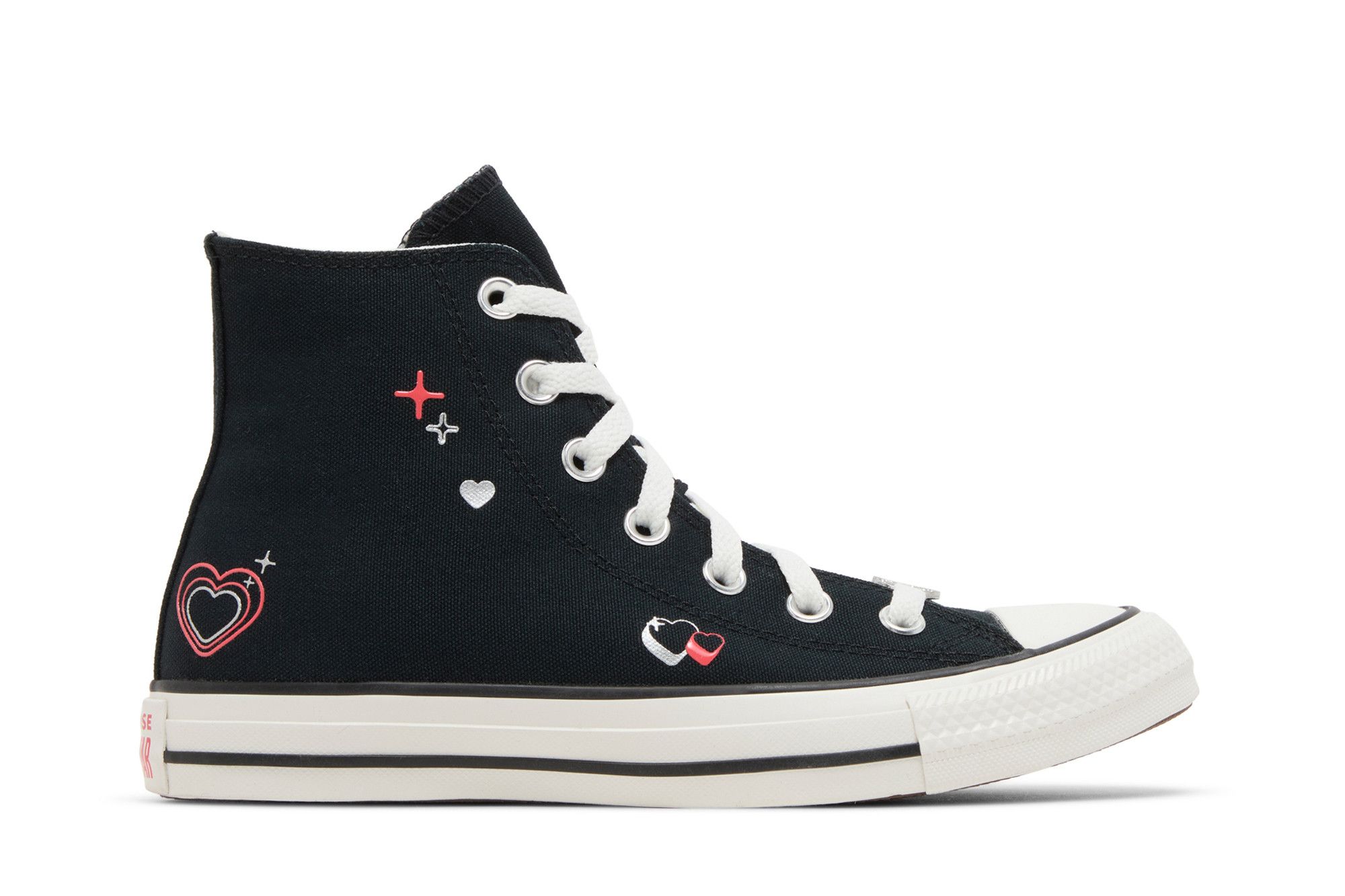 Size 10.5 Wmns Chuck Taylor All Star High Y2K Heart Black
