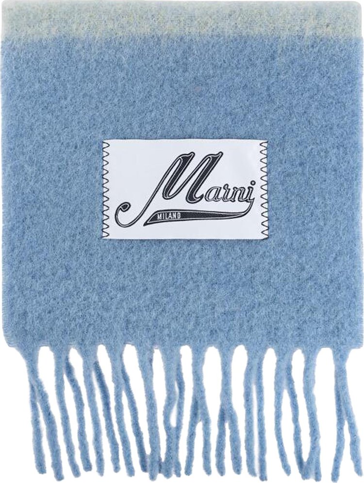 Marni Striped Brushed Alpaca Mohair Scarf Lake