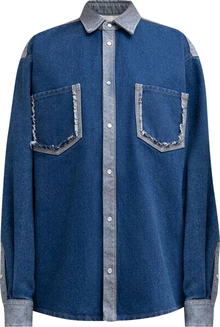 Marni Bleached Coated Denim Shirt Ocean