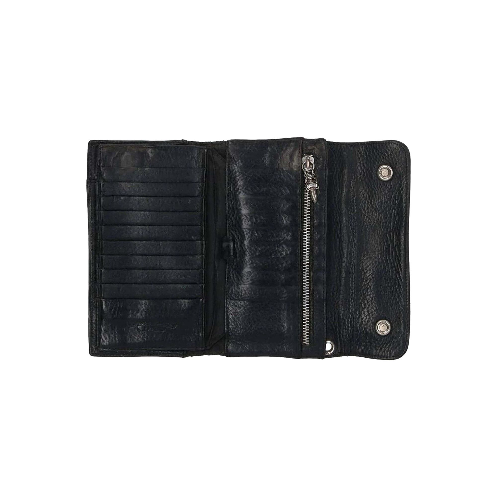 Buy Chrome Hearts Cross Ball Button Leather Wallet 'Black' - 1383