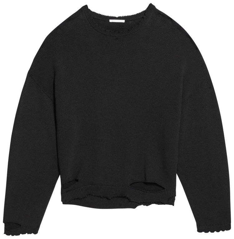 Helmut Lang Distressed Ribbed Sweater Black