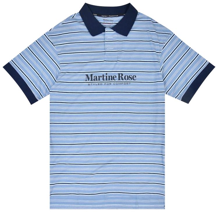 Martine Rose Knitted Stretched Polo Blue Stripe