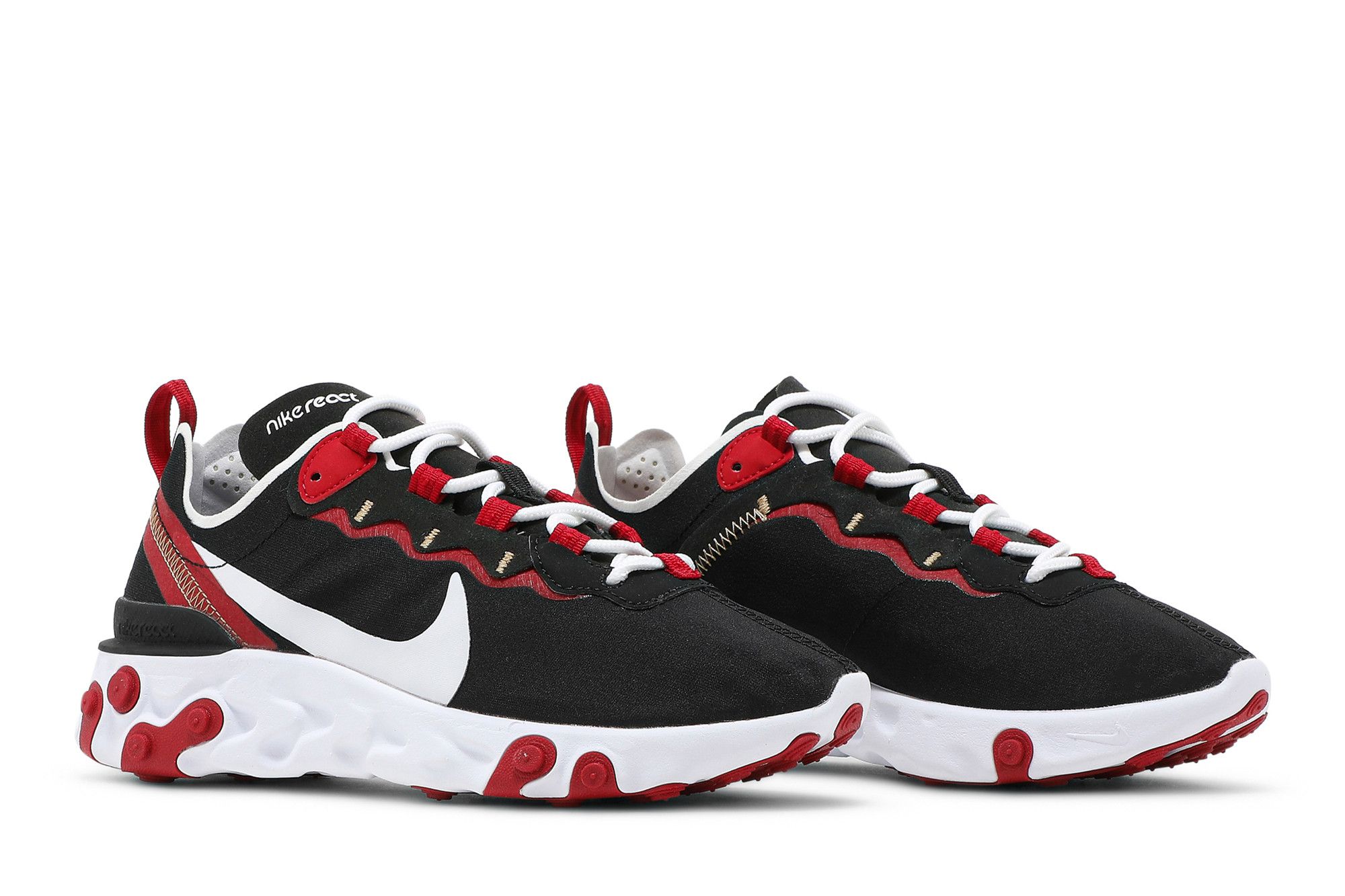 Nike react element 55 black white gym red shop