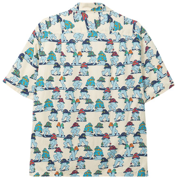 Brain Dead Mushroom Short Sleeve Hawaiian Shirt Natural