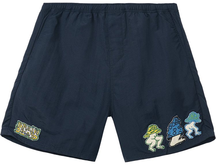 Brain Dead Mushroom Patch Nylon Beach Shorts Navy