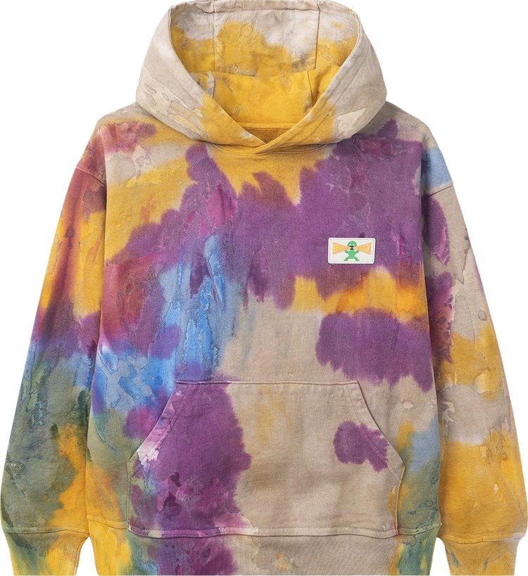 Brain Dead Shout PVC Patch Hooded Sweatshirt Tie Dye