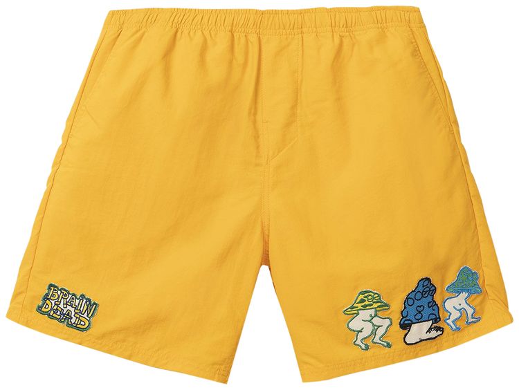 Brain Dead Mushroom Patch Nylon Beach Short Gold