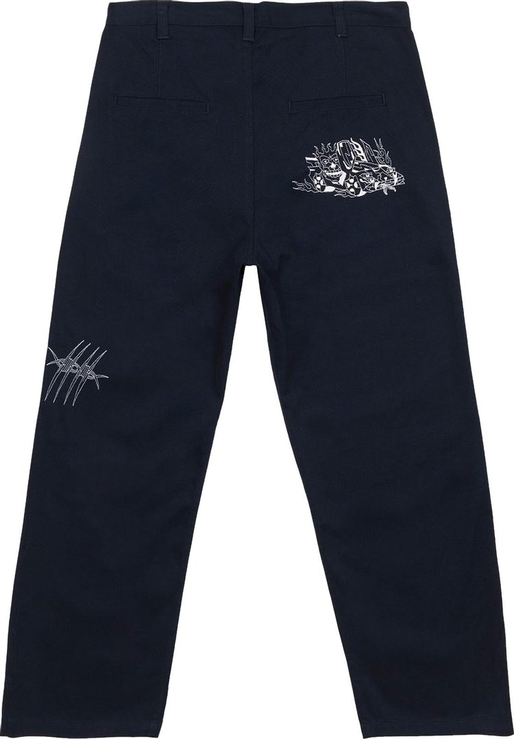 Brain Dead Whips and Chains Wide Leg Pleated Pants Navy