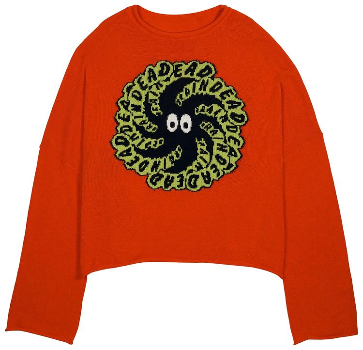 Brain Dead Spit It Oversized Cropped Boxy Sweater Red