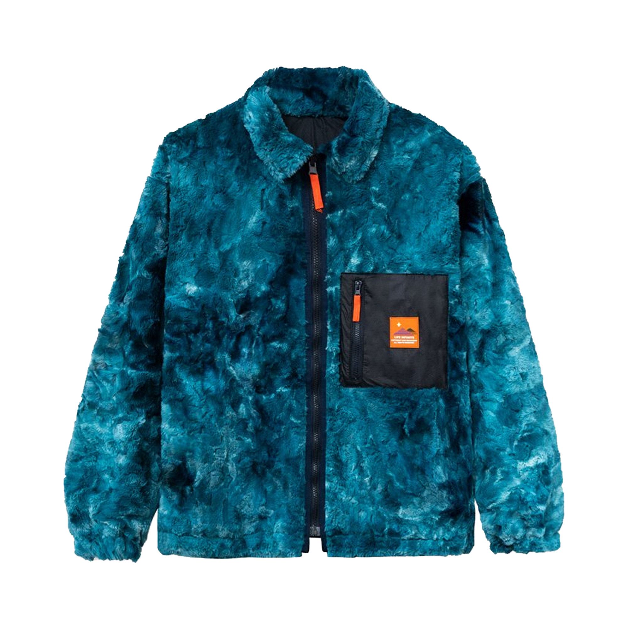 Buy Brain Dead Fully Reversible Zip Front Fur Shirt Jacket 'Teal