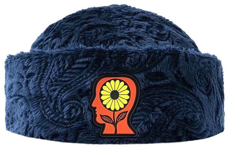 Brain Dead Debossed Paisley Fur Sunflower Beanie Navy
