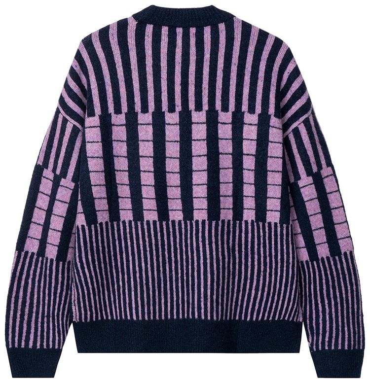Brain Dead Varied Stripe Mock Neck Sweater Navy Multicolor