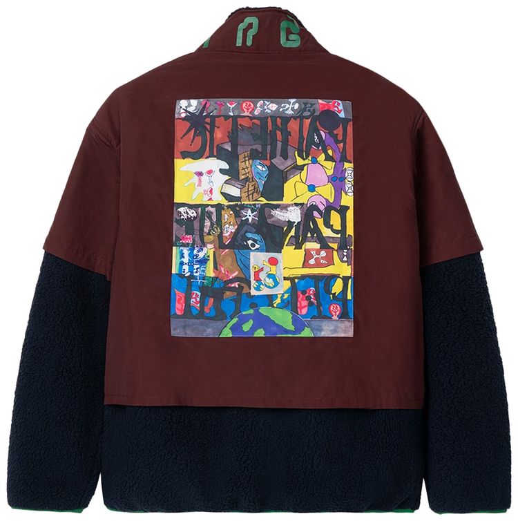 Brain Dead Post Earth Syndrome Fishing Fleece Burgundy Multicolor