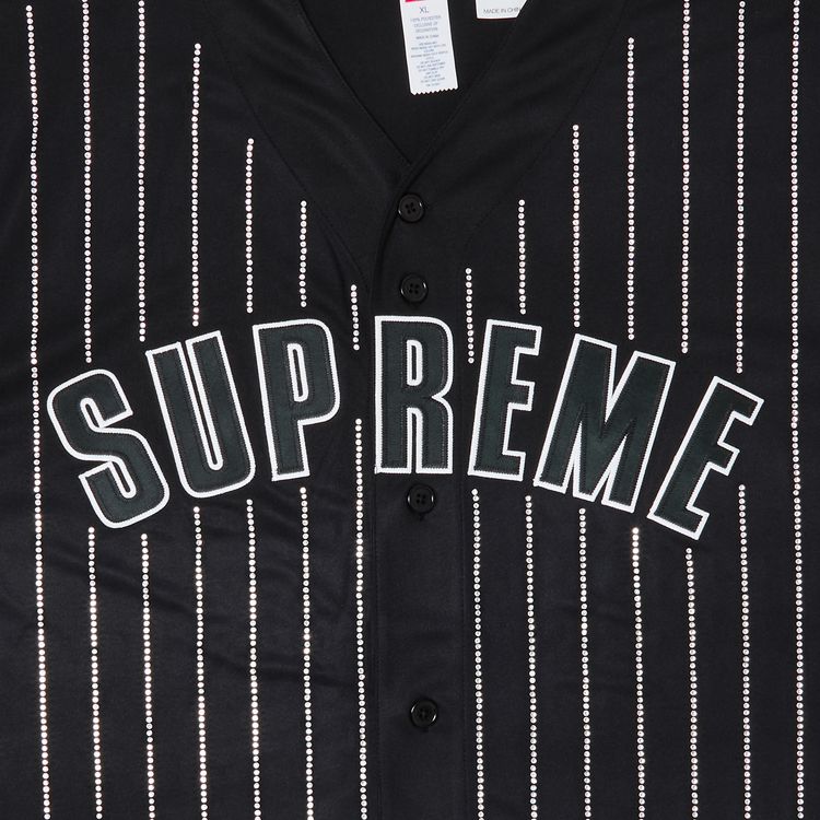Buy Supreme Rhinestone Stripe Baseball Jersey 