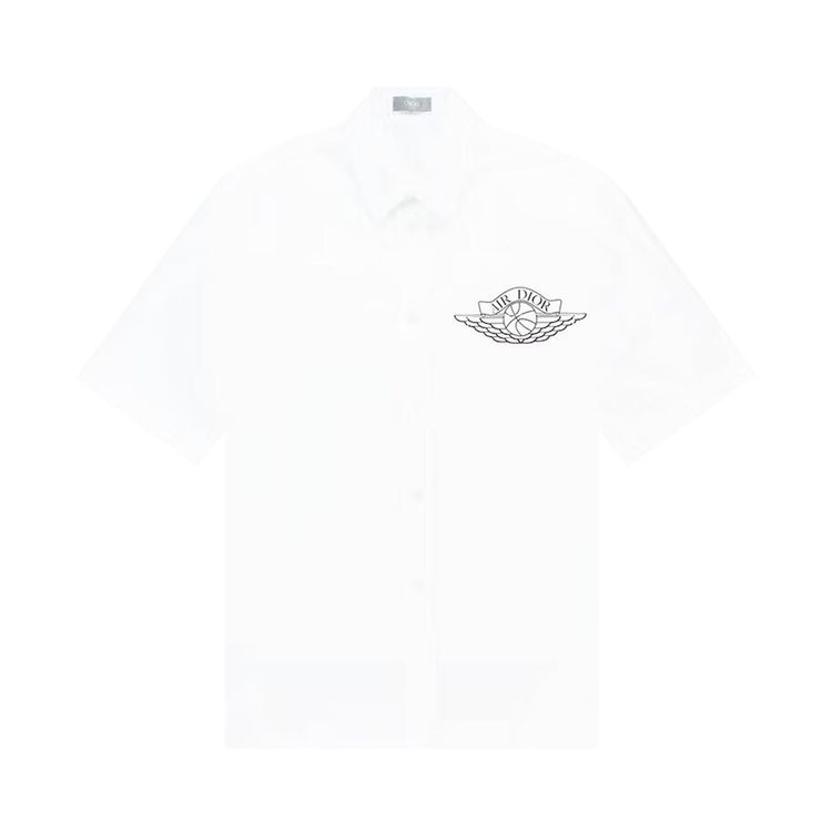 Dior x Air Jordan Short Sleeve Button Up Shirt White