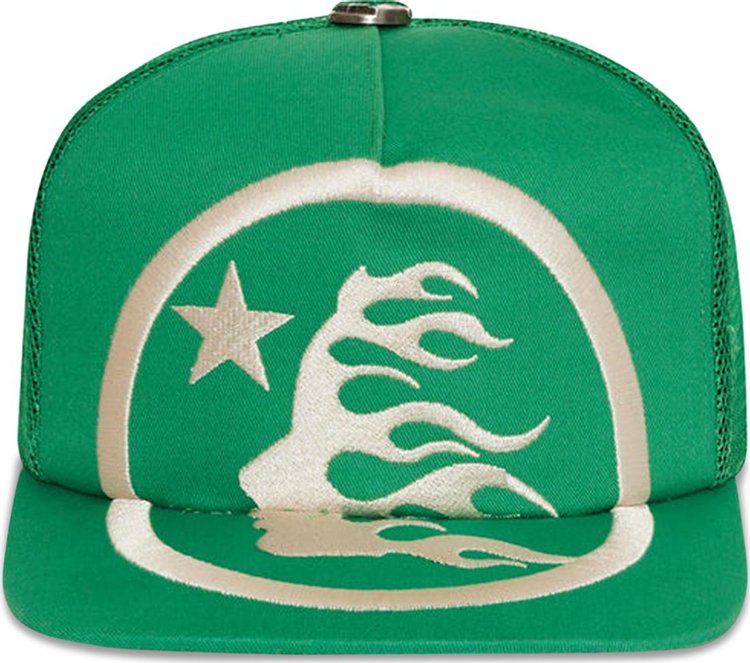 Hellstar Big Logo Trucker Snapback Hat Green