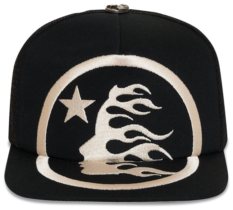Hellstar Big Logo Trucker Snapback Hat Black