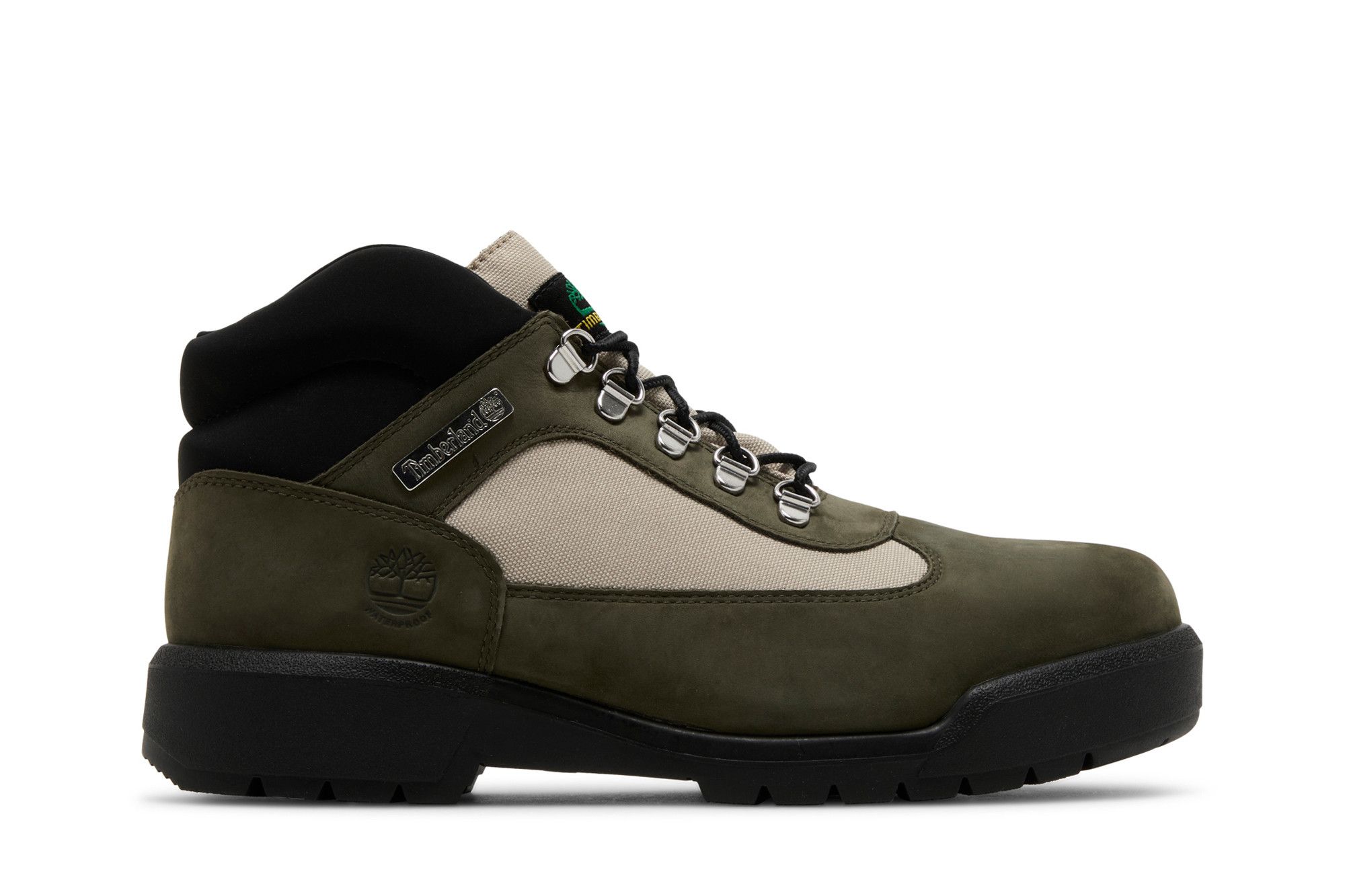 Green and brown timberland field boots store