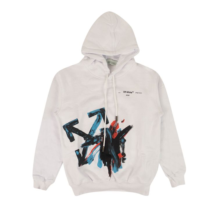Off White Brush Arrow Oversize Hoodie White
