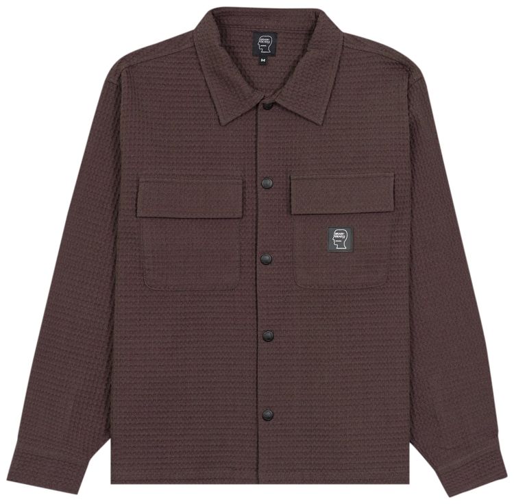 Brain Dead Waffle Snap Front Shirt Brown
