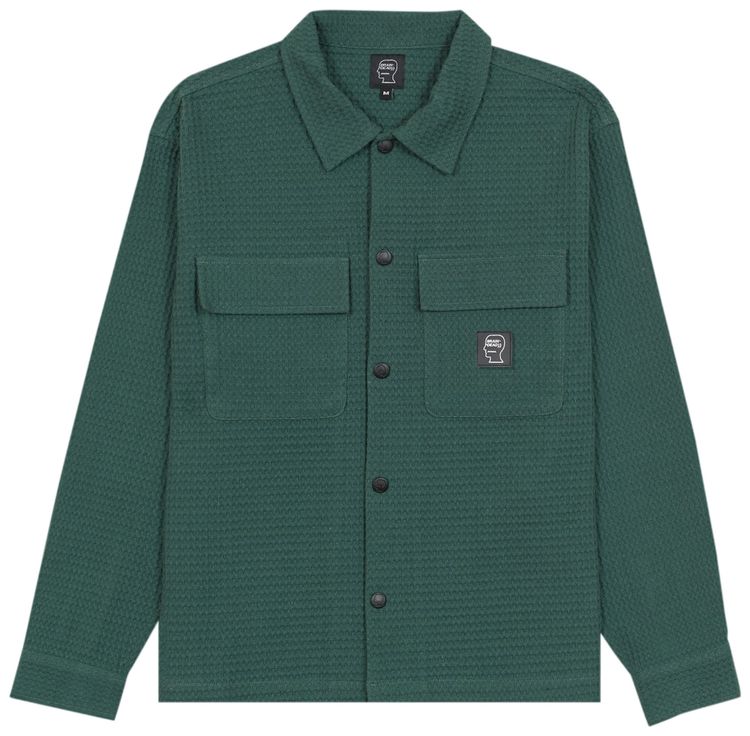 Brain Dead Waffle Snap Front Shirt Mallard Green