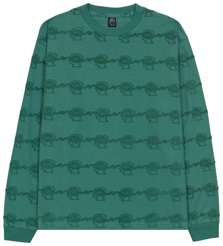 Brain Dead Running Head Textured Stripe Long Sleeve Mallard Green