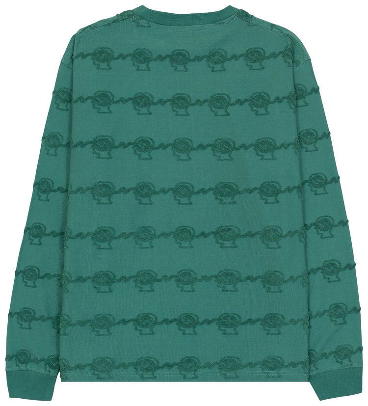 Brain Dead Running Head Textured Stripe Long Sleeve Mallard Green