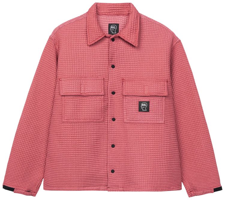 Brain Dead Waffle Snap Front Shirt Pink