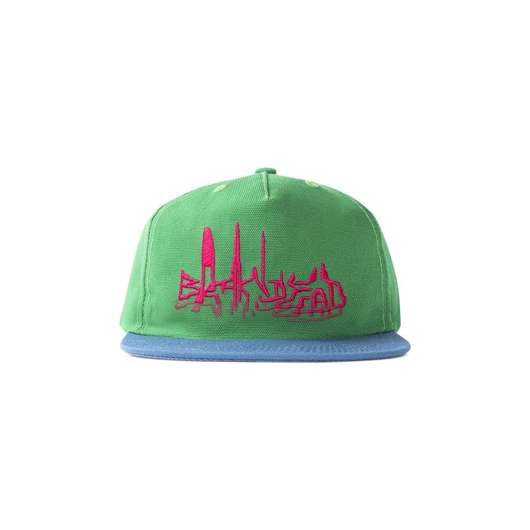Brain Dead Distorted Text Five Panel Strapback Green