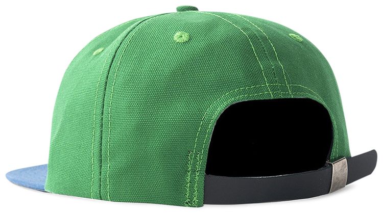 Brain Dead Distorted Text Five Panel Strapback Green