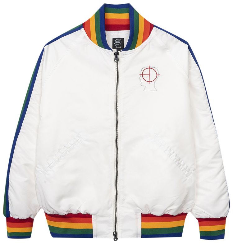 Brain Dead Brain Dead Records Embroidered Satin Club Jacket White