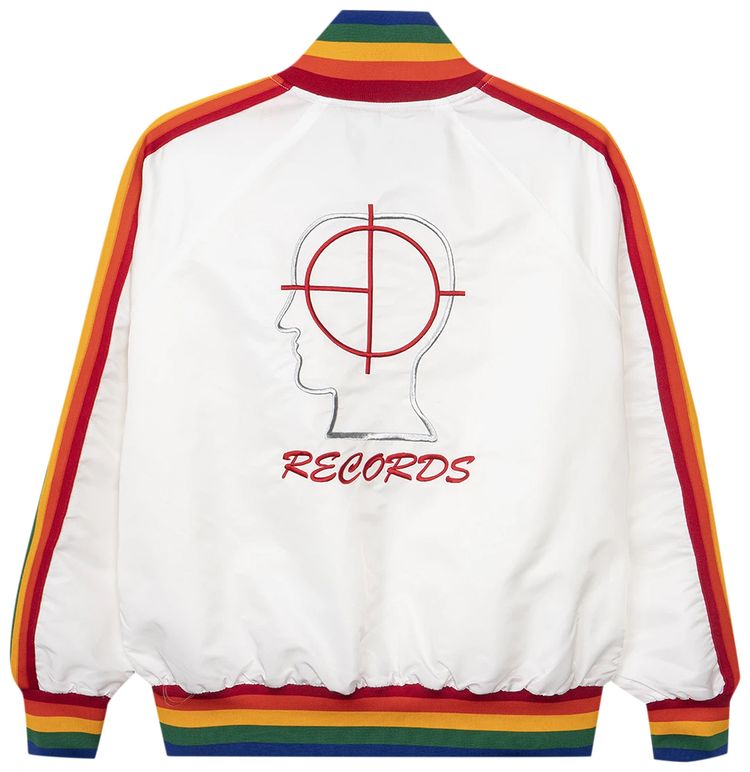 Brain Dead Brain Dead Records Embroidered Satin Club Jacket White