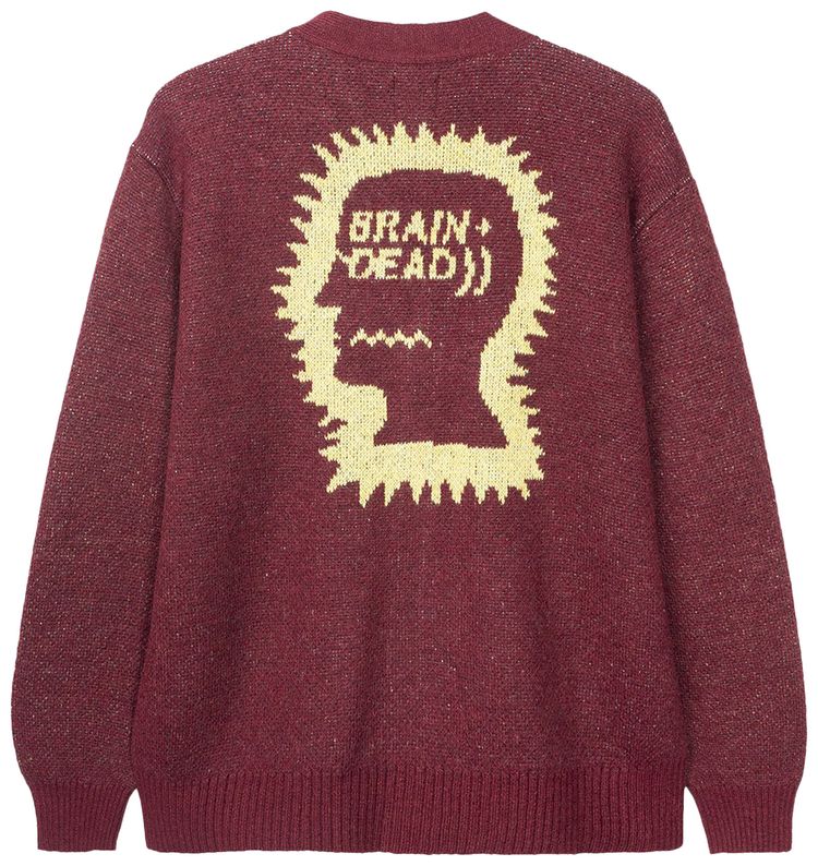 Brain Dead Sunshine Button Down Cardigan Maroon