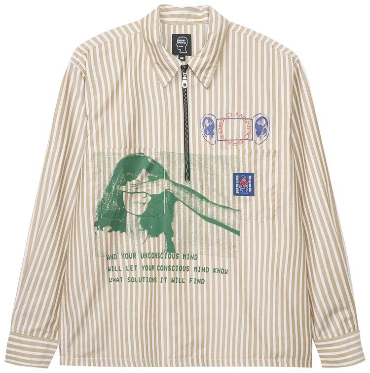 Brain Dead Half Zip Long Sleeve Shirt Gold