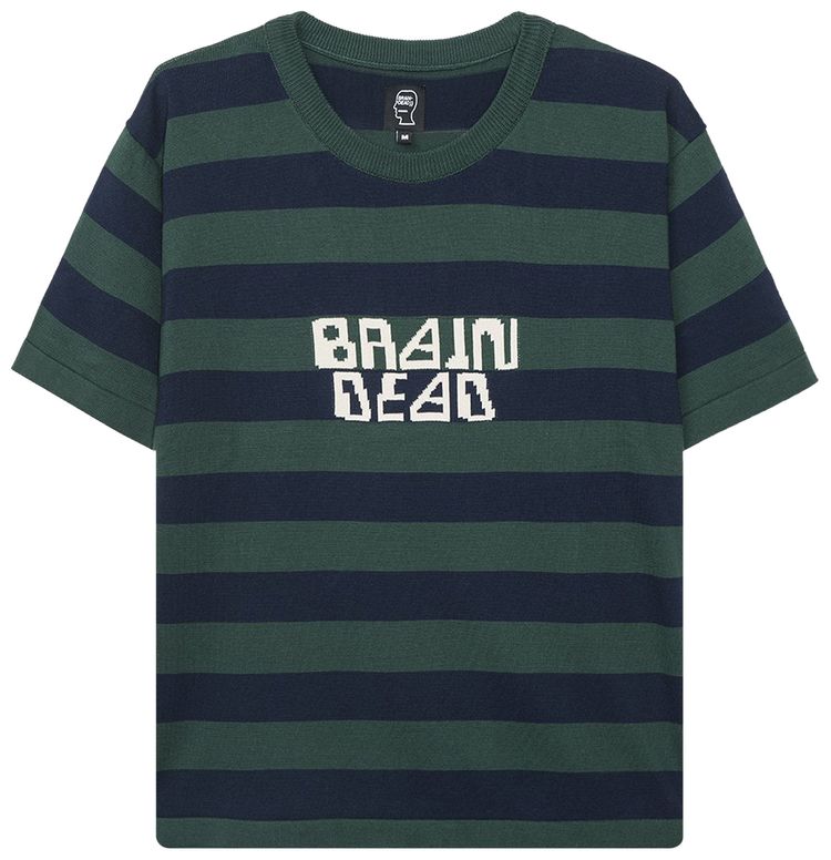 Brain Dead Merino Splatt Short Sleeve Stripe Sweater GreenBlue